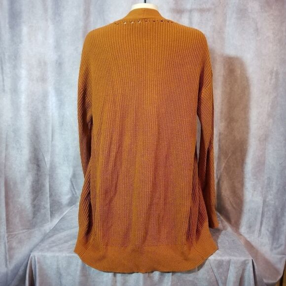 BP Pumpkin Orange Open Stitch Cardigan Size Small - Picture 3 of 5